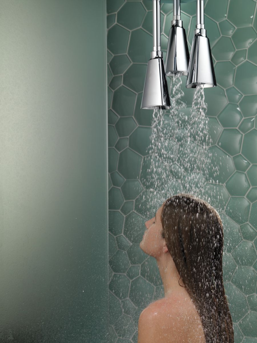 DELTA Universal Showering Components H2OKINETIC Pendant Raincan Shower Head — Chrome
