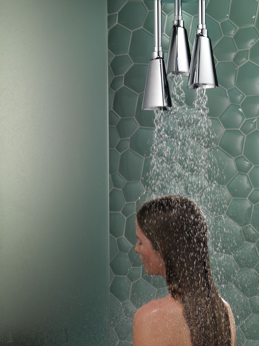 DELTA Universal Showering Components H2OKINETIC Pendant Raincan Shower Head — Chrome