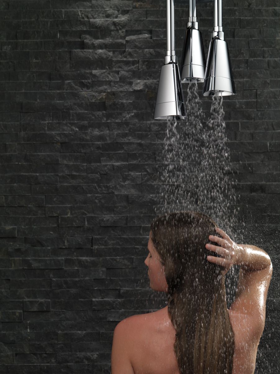 DELTA Universal Showering Components H2OKINETIC Pendant Raincan Shower Head — Chrome