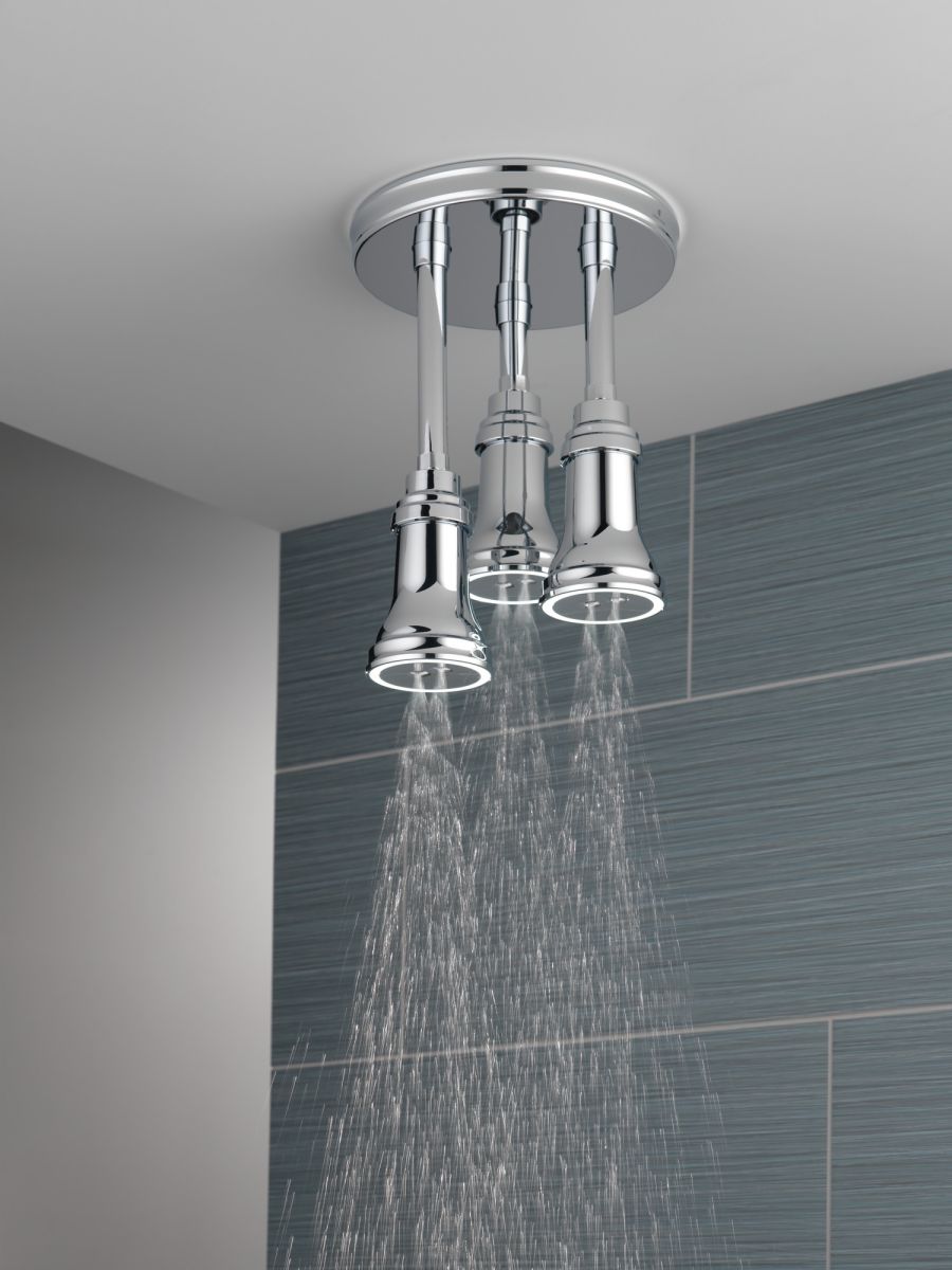 DELTA Universal Showering Components H2OKINETIC Pendant Raincan Shower Head with LED Light — Chrome