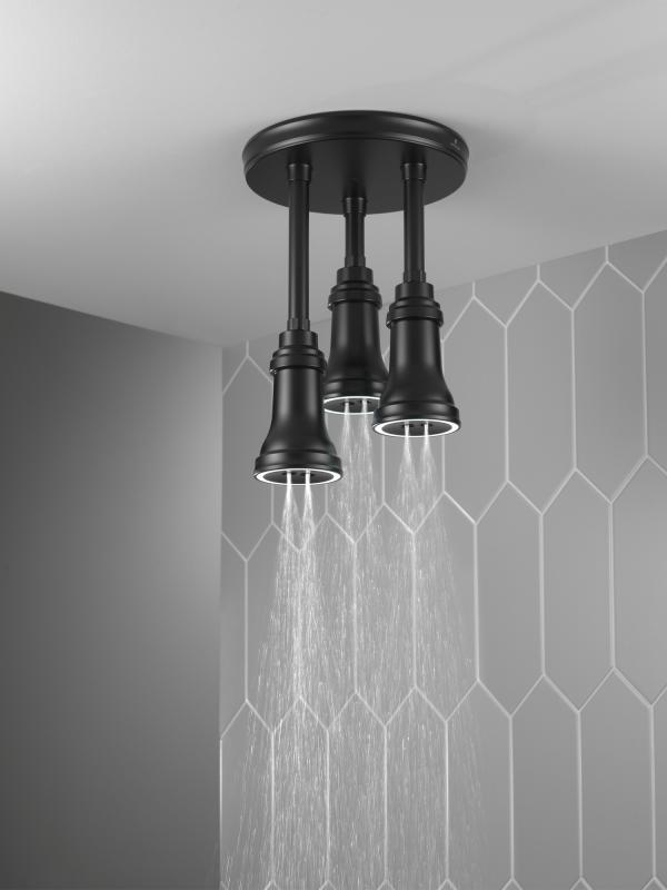DELTA Universal Showering Components LED Pendant Raincan Single-Setting H2Okinetic — Matte Black