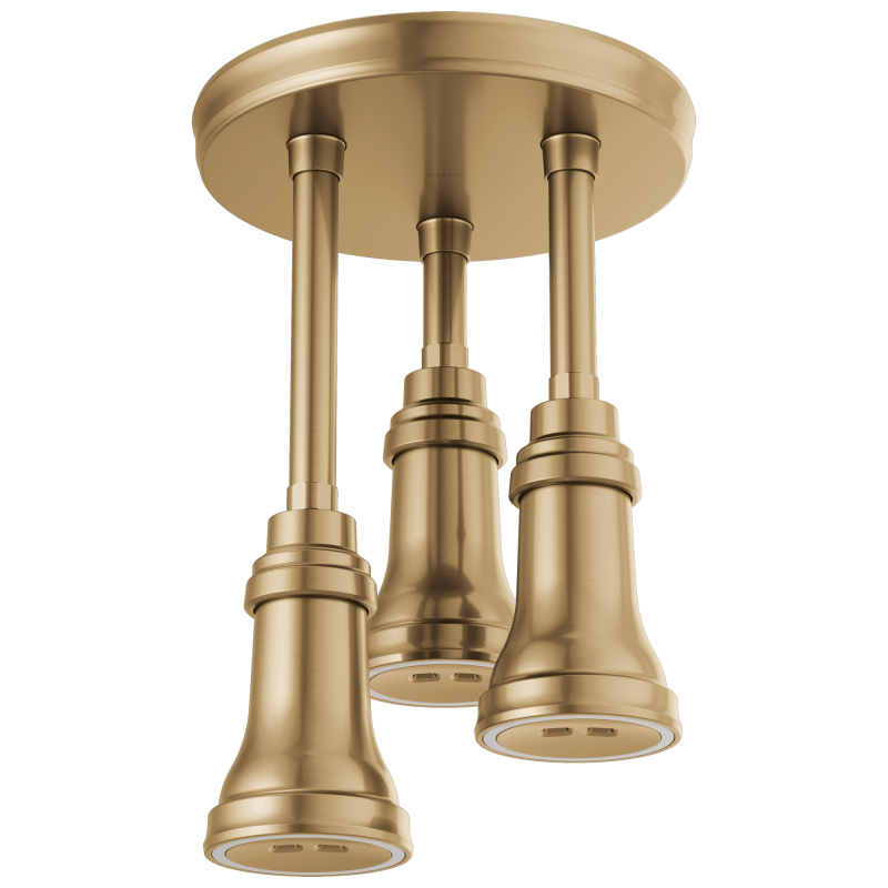DELTA Universal Showering Components H2OKINETIC Pendant Raincan Shower Head with LED Light — Champagne Bronze