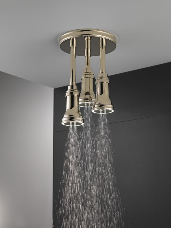 DELTA Universal Showering Components H2OKINETIC Pendant Raincan Shower Head with LED Light — Polished Nickel