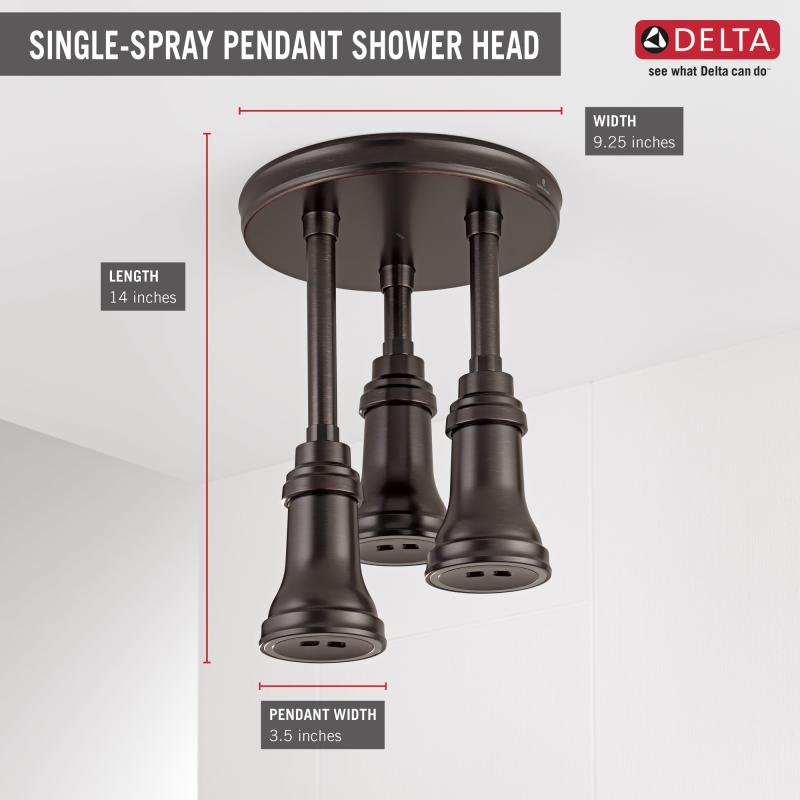 DELTA Universal Showering Components H2OKINETIC Pendant Raincan Shower Head with LED Light — Venetian Bronze
