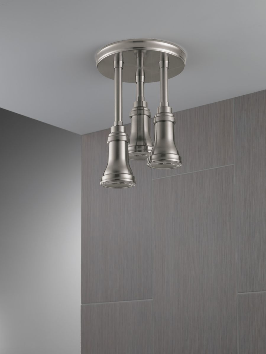 DELTA Universal Showering Components H2OKINETIC Pendant Raincan Shower Head with LED Light — Stainless