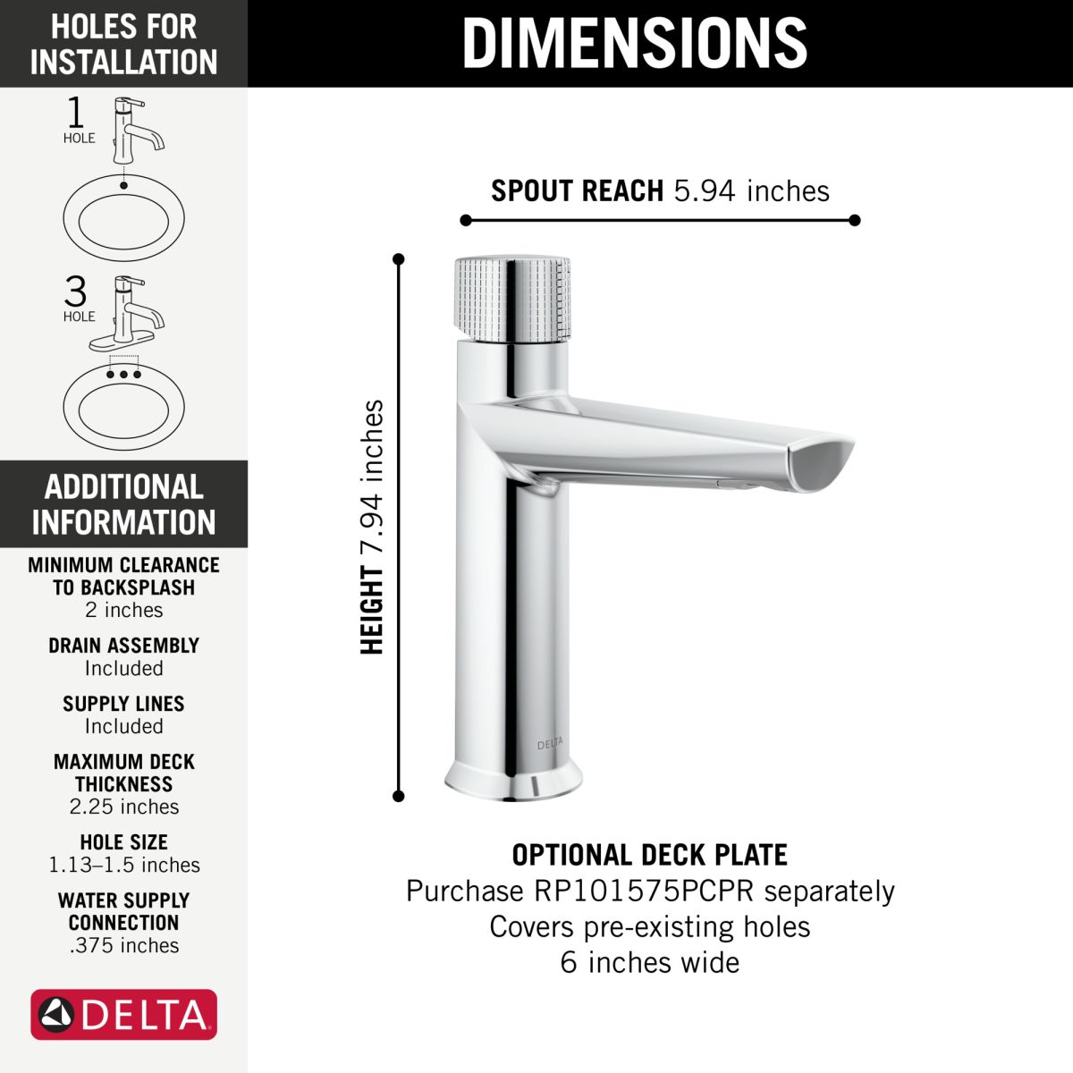 DELTA Galeon Single Handle Bathroom Faucet — Lumicoat® Chrome