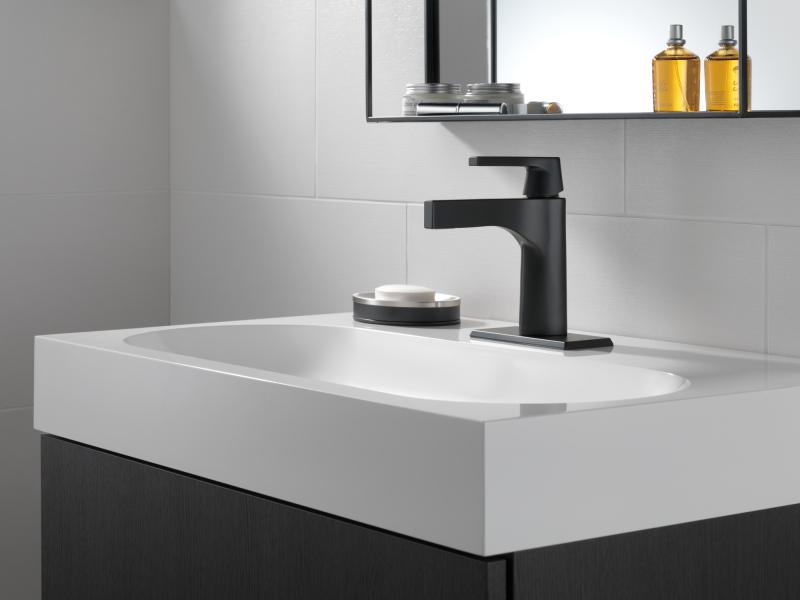 DELTA Zura Single Handle Bathroom Faucet — Matte Black