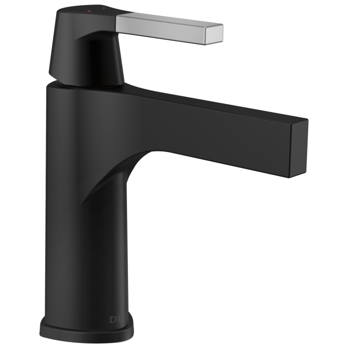 DELTA Zura Single Handle Bathroom Faucet — Chrome / Matte Black