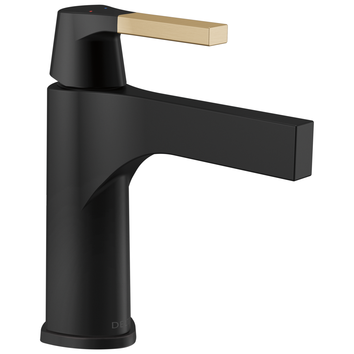 DELTA Zura Single Handle Bathroom Faucet — Matte Black / Champagne Bronze