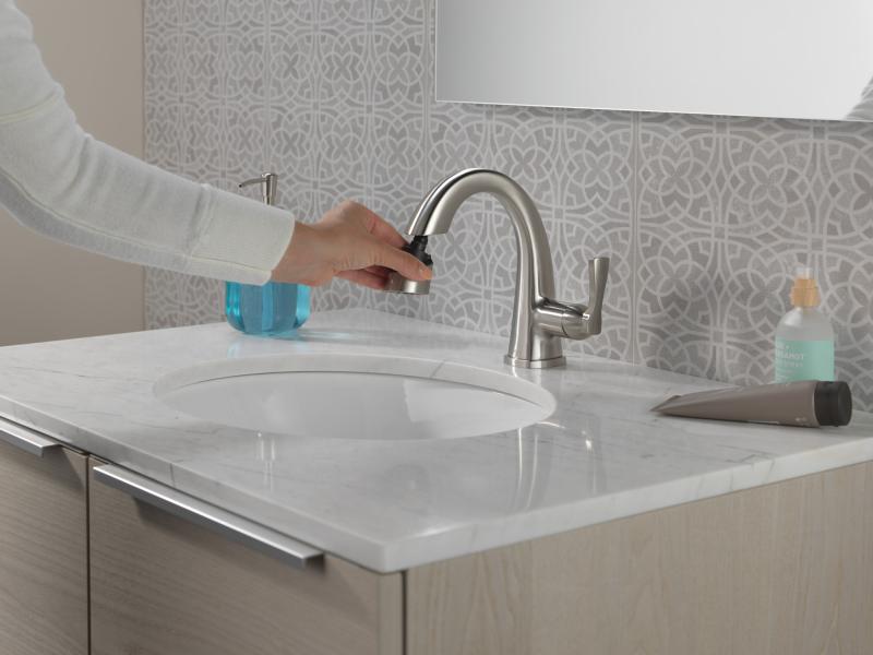 DELTA Stryke Single Handle Pull Down Bathroom Faucet — Lumicoat® Stainless