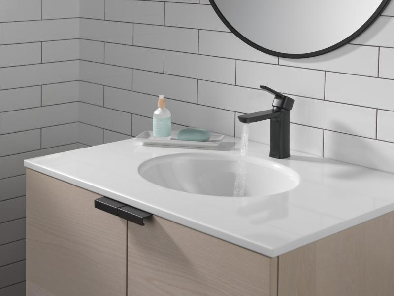 DELTA Modern Single Handle Project-Pack Bathroom Faucet — Matte Black