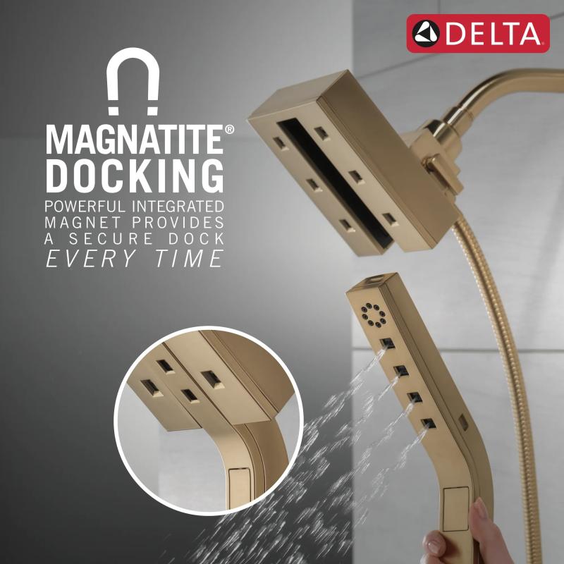 DELTA Universal Showering Components H2Okinetic In2ition 4-Setting Two-In-One Shower — Lumicoat® Champagne Bronze