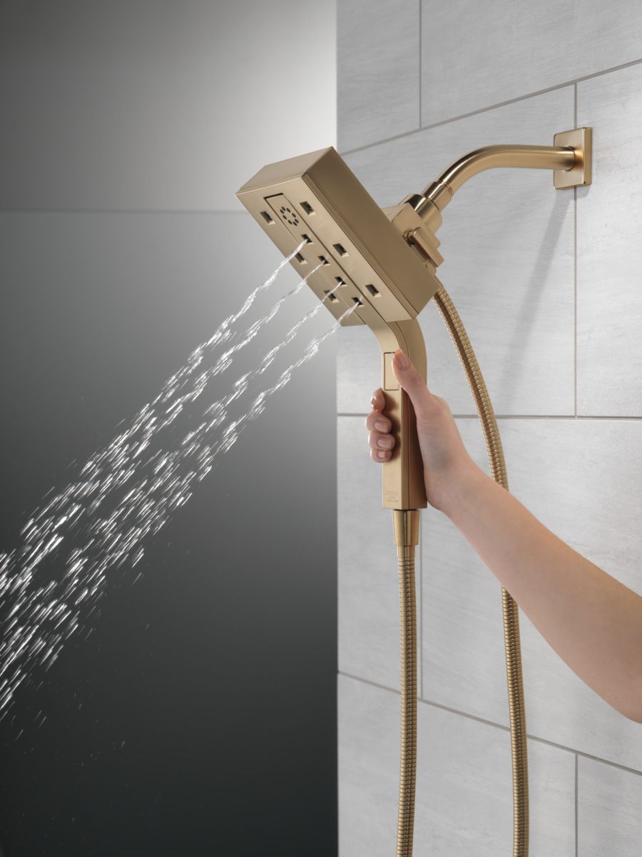 DELTA Universal Showering Components H2Okinetic In2ition 4-Setting Two-In-One Shower — Lumicoat® Champagne Bronze