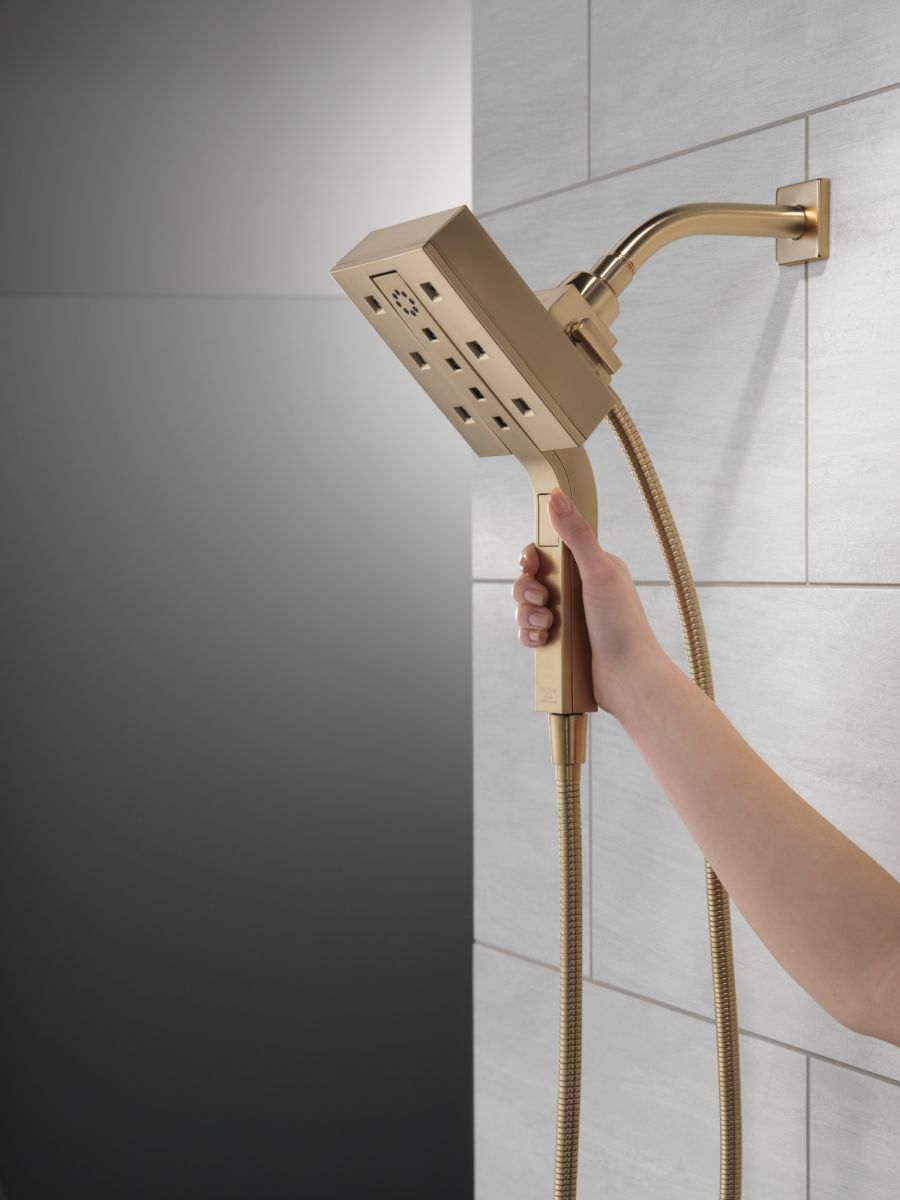 DELTA Universal Showering Components H2Okinetic In2ition 4-Setting Two-In-One Shower — Lumicoat® Champagne Bronze