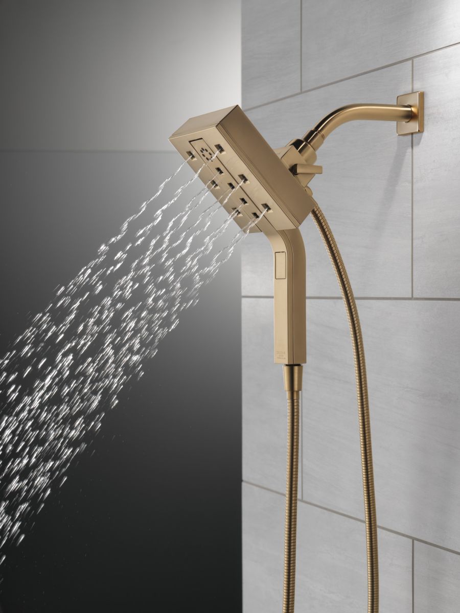 DELTA Universal Showering Components H2Okinetic In2ition 4-Setting Two-In-One Shower — Lumicoat® Champagne Bronze