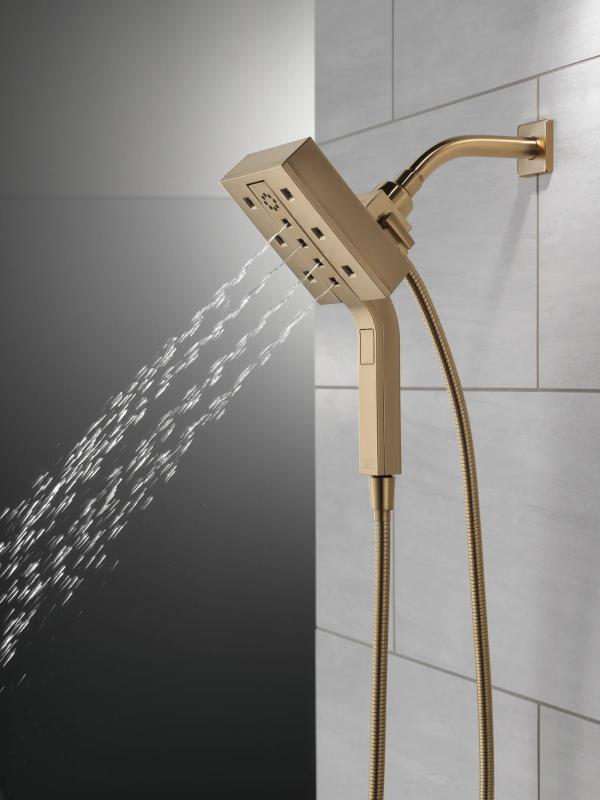 DELTA Universal Showering Components H2Okinetic In2ition 4-Setting Two-In-One Shower — Lumicoat® Champagne Bronze