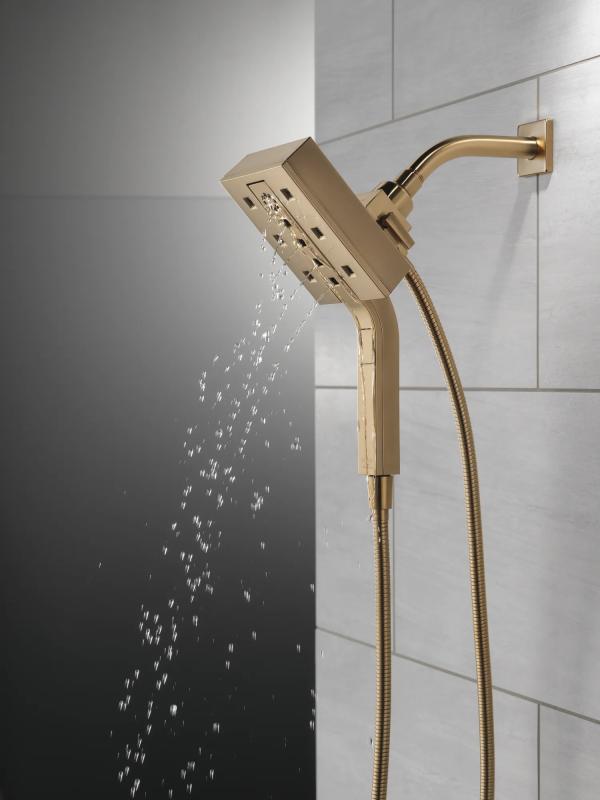 DELTA Universal Showering Components H2Okinetic In2ition 4-Setting Two-In-One Shower — Lumicoat® Champagne Bronze