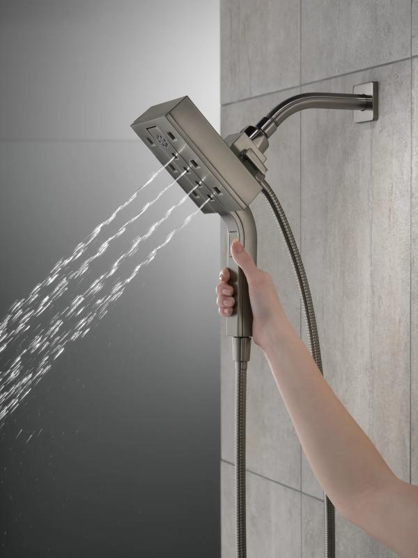 DELTA Universal Showering Components H2Okinetic In2ition 4-Setting Two-in-One Shower — Lumicoat® Black Stainless