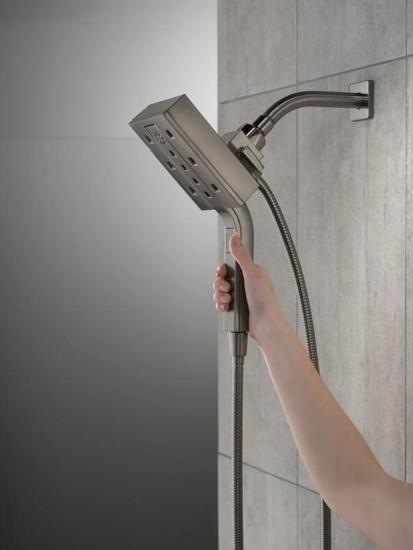 DELTA Universal Showering Components H2Okinetic In2ition 4-Setting Two-in-One Shower — Lumicoat® Black Stainless