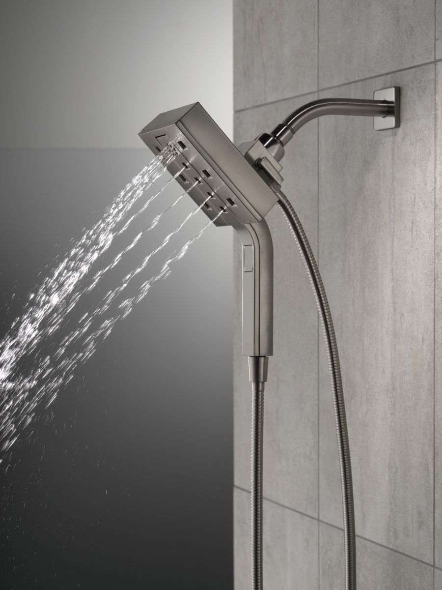 DELTA Universal Showering Components H2Okinetic In2ition 4-Setting Two-in-One Shower — Lumicoat® Black Stainless