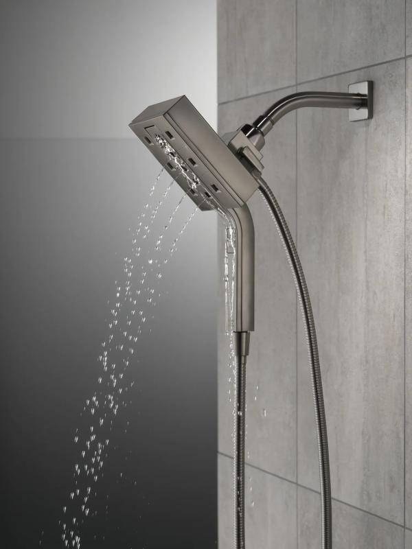 DELTA Universal Showering Components H2Okinetic In2ition 4-Setting Two-in-One Shower — Lumicoat® Black Stainless