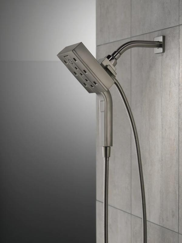 DELTA Universal Showering Components H2Okinetic In2ition 4-Setting Two-in-One Shower — Lumicoat® Black Stainless