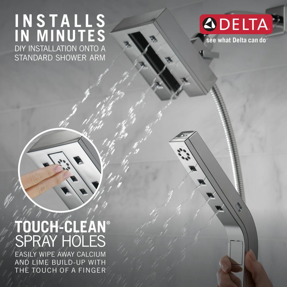 DELTA Universal Showering Components H2OKINETIC In2ition 4-Setting Two-in-One Shower — Lumicoat® Chrome