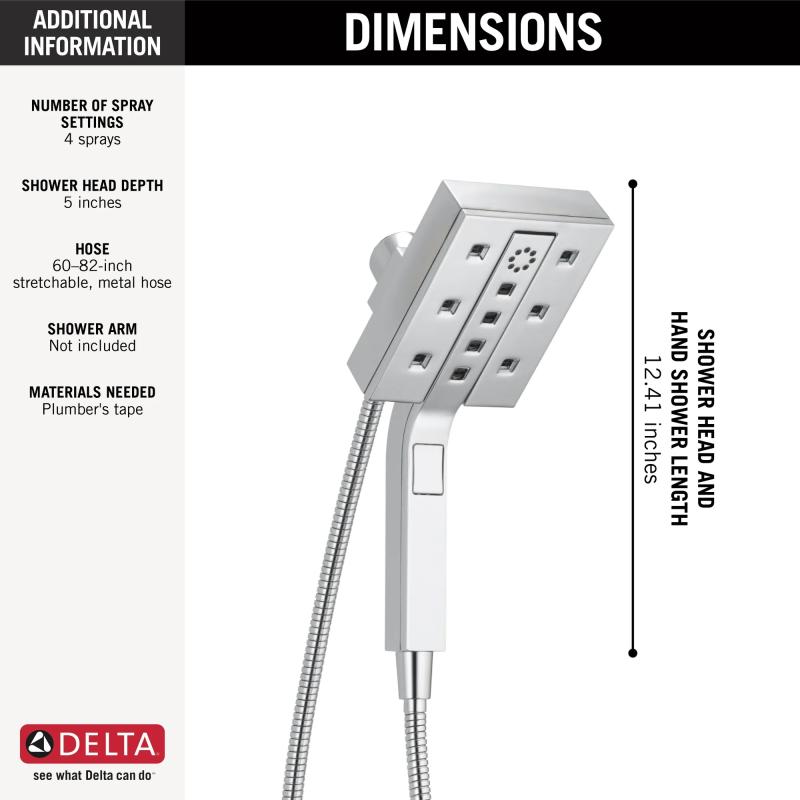 DELTA Universal Showering Components H2OKINETIC In2ition 4-Setting Two-in-One Shower — Lumicoat® Chrome