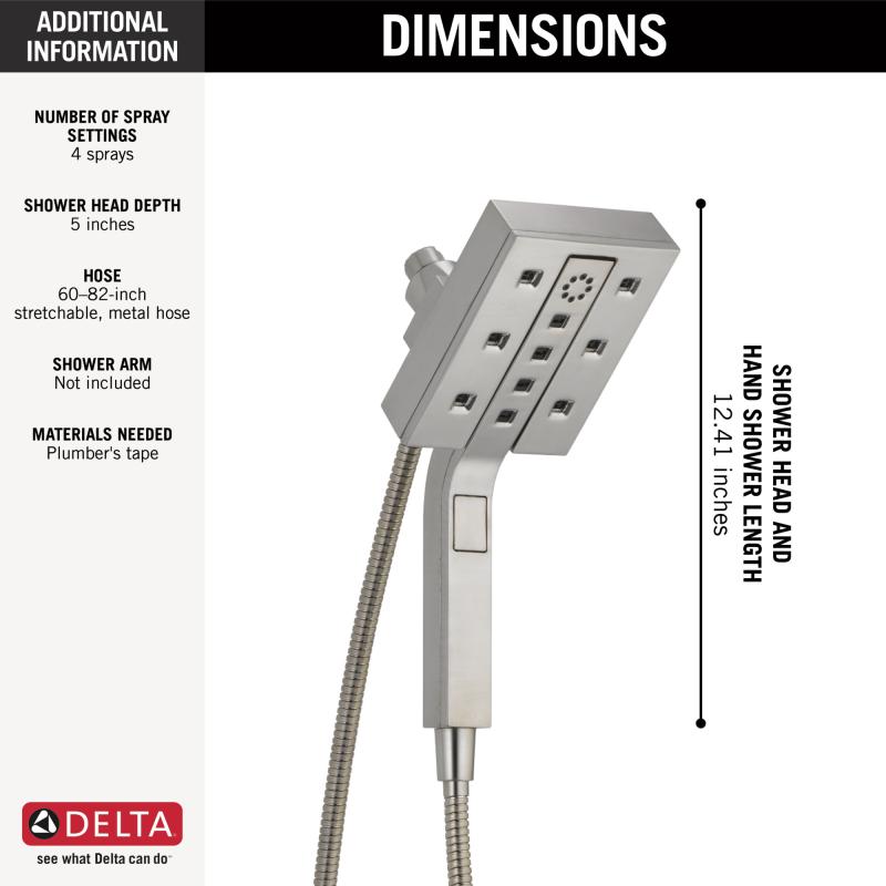 DELTA Universal Showering Components H2OKINETIC In2ition 4-Setting Two-in-One Shower — Lumicoat® Stainless