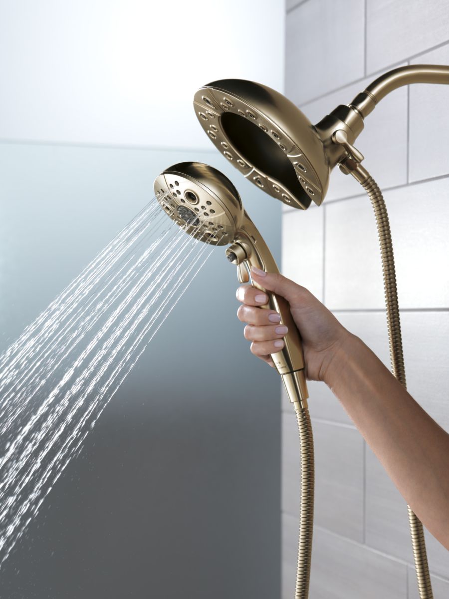 DELTA Universal Showering Components H2Okinetic In2ition 5-Setting Two-In-One Shower — Lumicoat® Champagne Bronze
