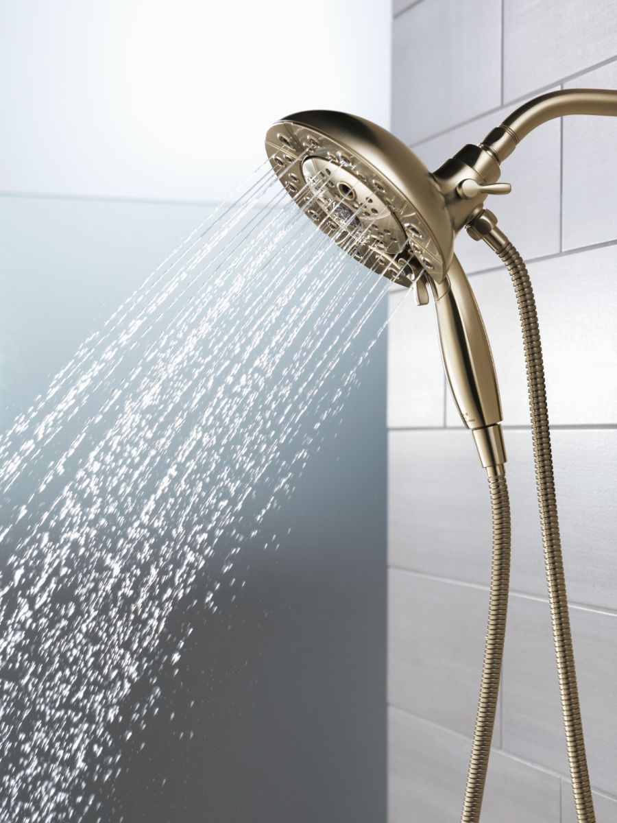DELTA Universal Showering Components H2Okinetic In2ition 5-Setting Two-In-One Shower — Lumicoat® Champagne Bronze
