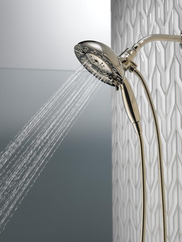 DELTA Universal Showering Components H2Okinetic In2ition 5-Setting Two-In-One Shower — Lumicoat® Polished Nickel