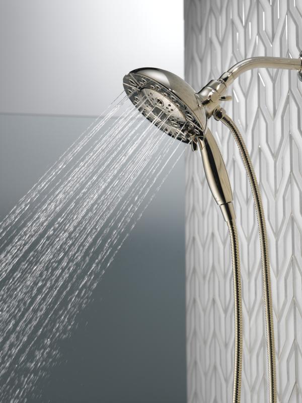 DELTA Universal Showering Components H2Okinetic In2ition 5-Setting Two-In-One Shower — Lumicoat® Polished Nickel
