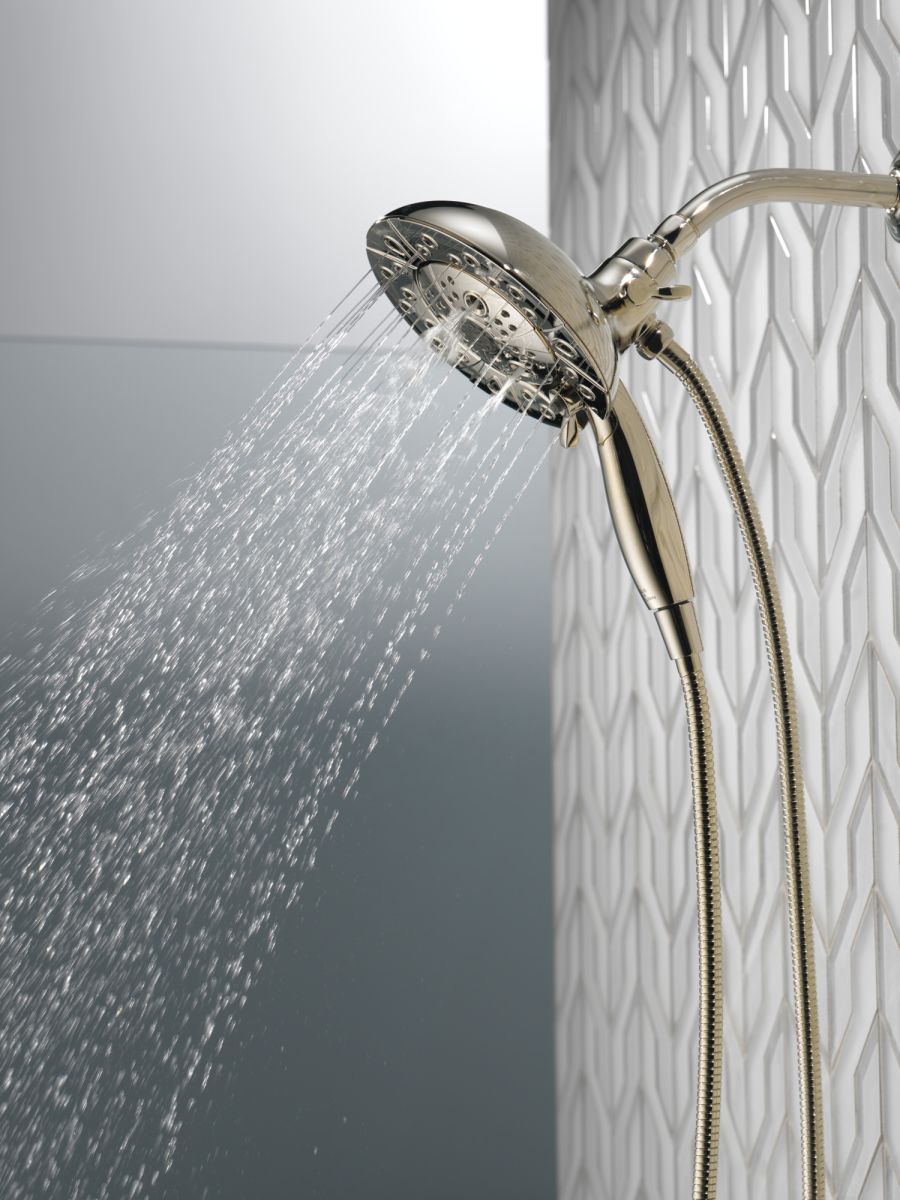 DELTA Universal Showering Components H2Okinetic In2ition 5-Setting Two-In-One Shower — Lumicoat® Polished Nickel