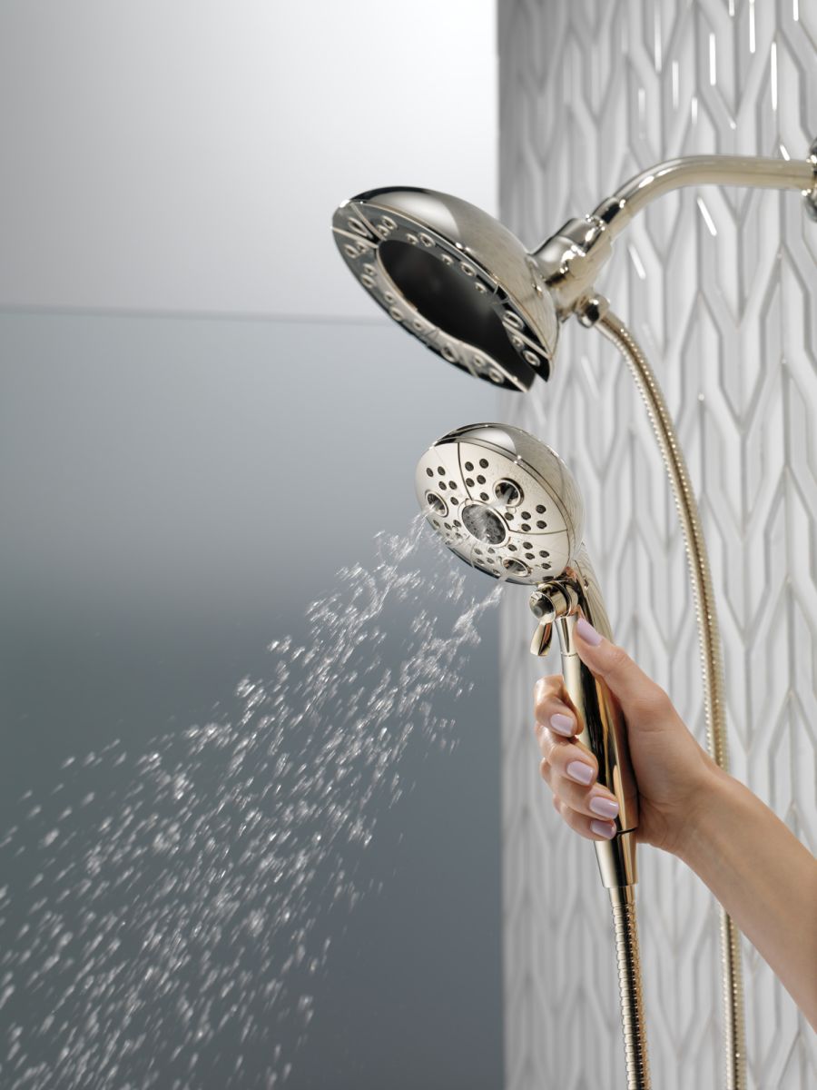 DELTA Universal Showering Components H2Okinetic In2ition 5-Setting Two-In-One Shower — Lumicoat® Polished Nickel