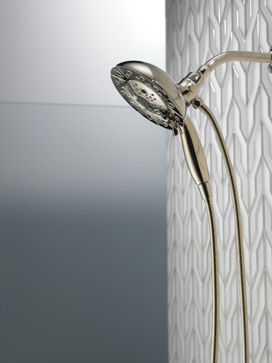 DELTA Universal Showering Components H2Okinetic In2ition 5-Setting Two-In-One Shower — Lumicoat® Polished Nickel