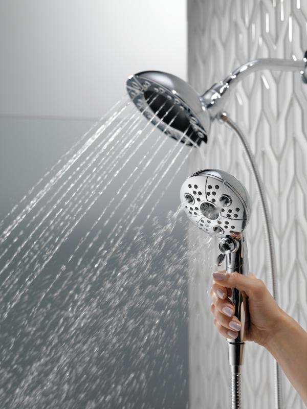DELTA Universal Showering Components H2Okinetic In2ition 5-Setting Two-In-One Shower — Lumicoat® Chrome