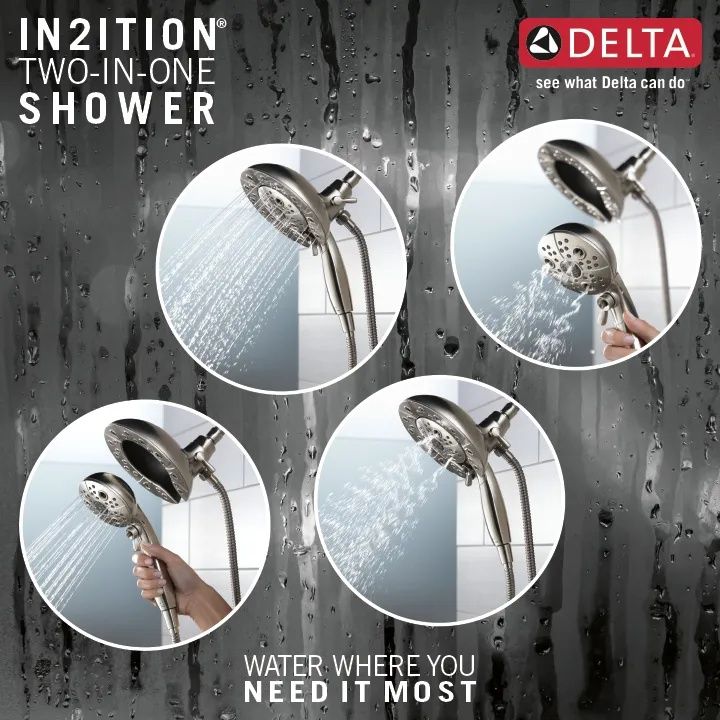 DELTA Universal Showering Components H2OKINETIC In2ition 5-Setting Two-in-One Shower — Stainless