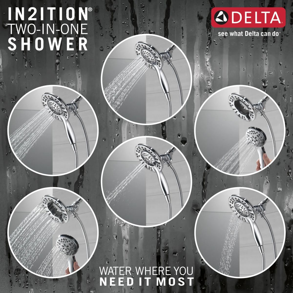 DELTA Universal Showering Components In2ition HSSH 1.75 GPM 4-Setting — Chrome