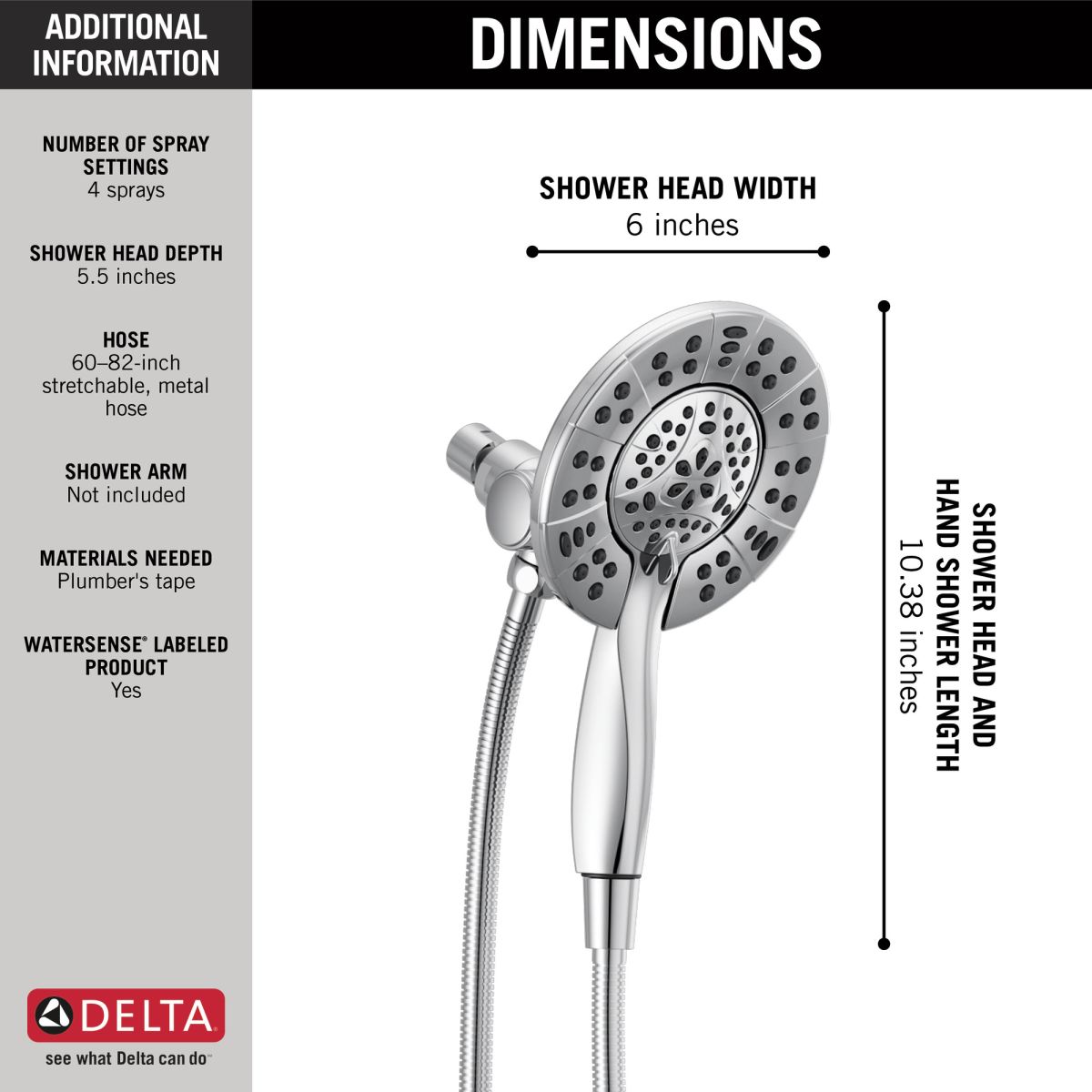 DELTA Universal Showering Components In2ition HSSH 1.75 GPM 4-Setting — Chrome