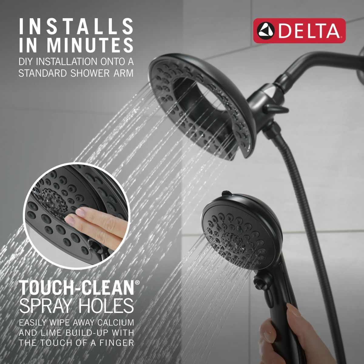 DELTA Universal Showering Components In2ition 5-Setting Two-in-One Shower — Matte Black