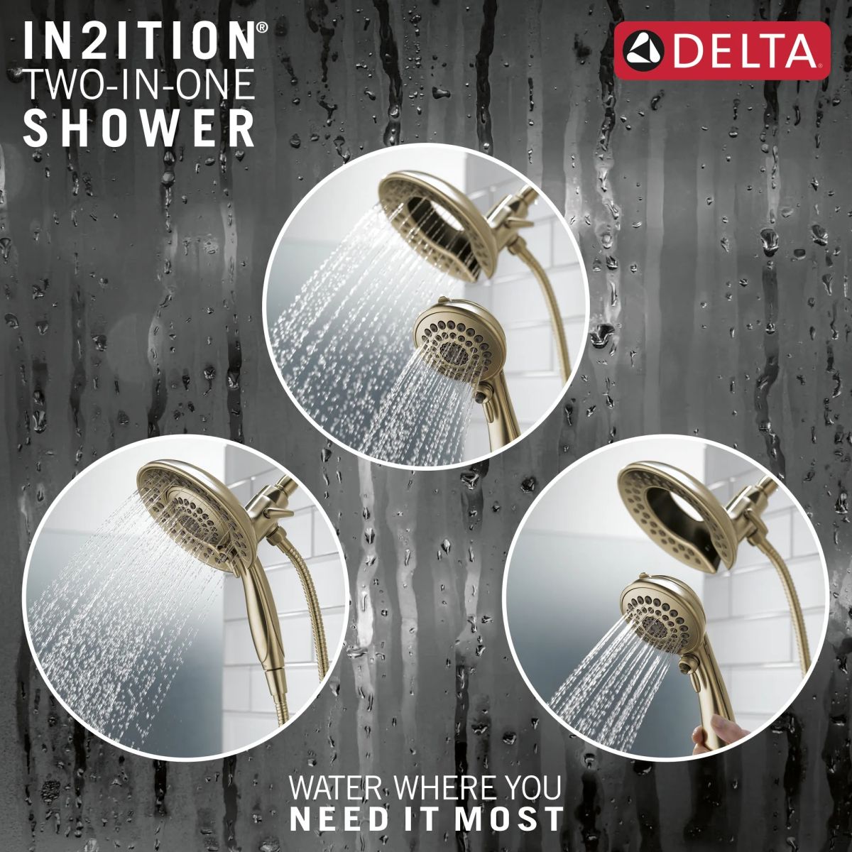 DELTA Universal Showering Components In2ition 5-Setting Two-In-One Shower — Lumicoat® Champagne Bronze