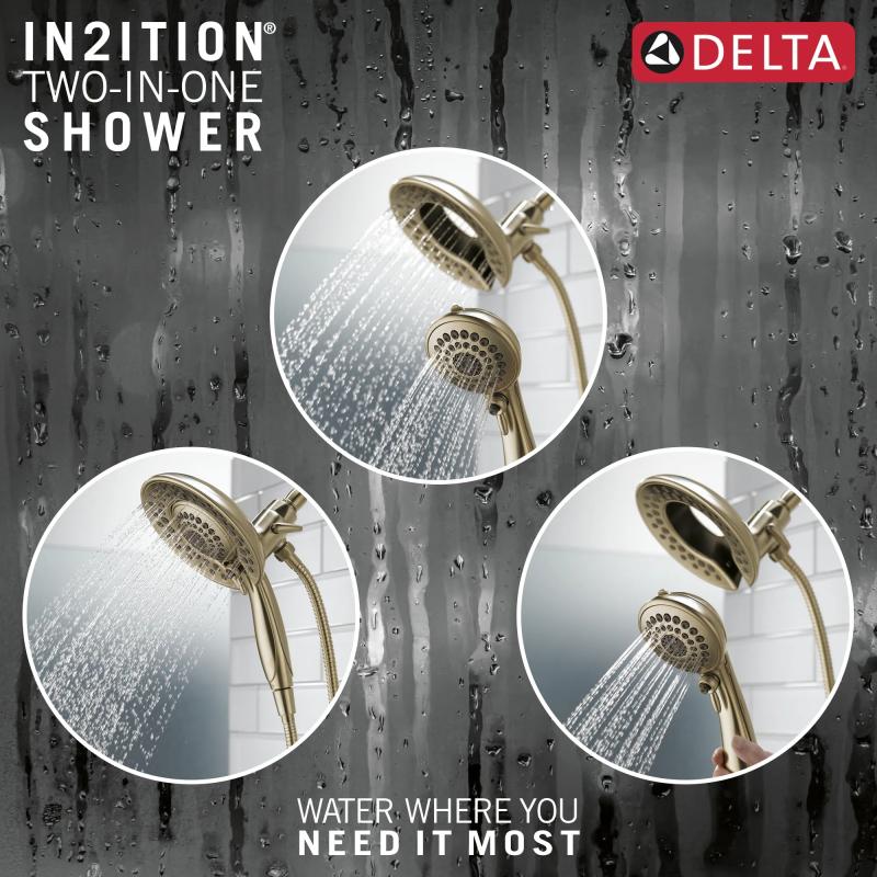 DELTA Universal Showering Components In2ition 5-Setting Two-In-One Shower — Lumicoat® Champagne Bronze
