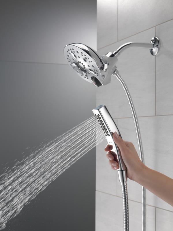 DELTA Universal Showering Components In2ition H2OKINETIC 5-Setting Two-in-One Shower — Chrome