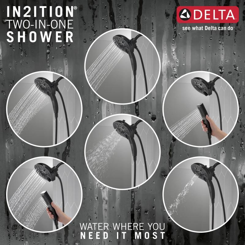 DELTA Universal Showering Components In2ition H2OKINETIC 5-Setting Two-in-One Shower — Matte Black