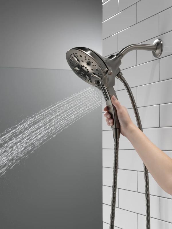 DELTA Universal Showering Components In2ition H2OKINETIC 5-Setting Two-in-One Shower — Lumicoat® Black Stainless