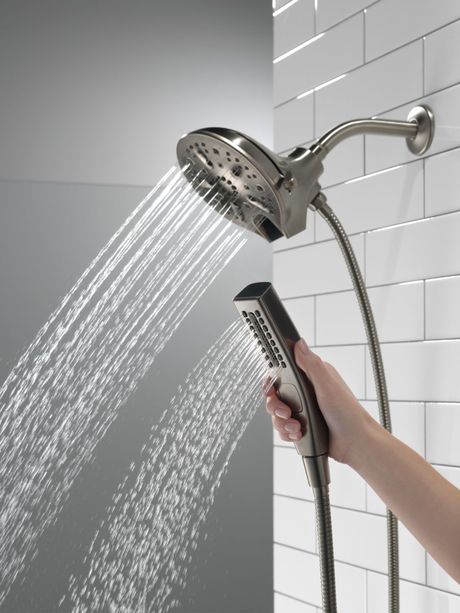 DELTA Universal Showering Components In2ition H2OKINETIC 5-Setting Two-in-One Shower — Lumicoat® Black Stainless