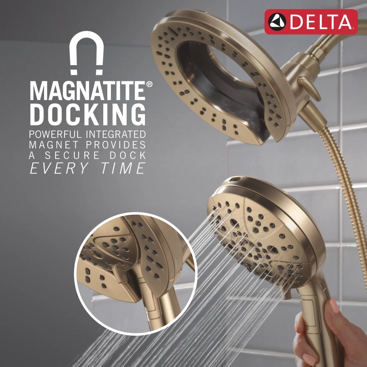 DELTA Universal Showering Components 7-Setting In2ition with ProClean — Lumicoat® Champagne Bronze