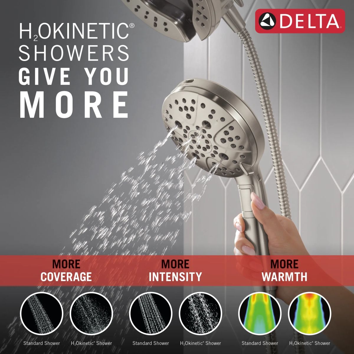 DELTA Universal Showering Components 7-Setting In2ition with ProClean — Lumicoat® Stainless