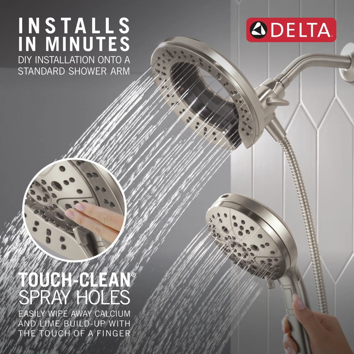 DELTA Universal Showering Components 7-Setting In2ition with ProClean — Lumicoat® Stainless